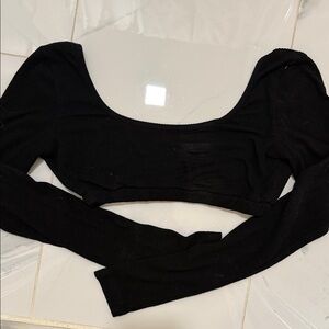 Edikted Black Long Sleeve Crop Top